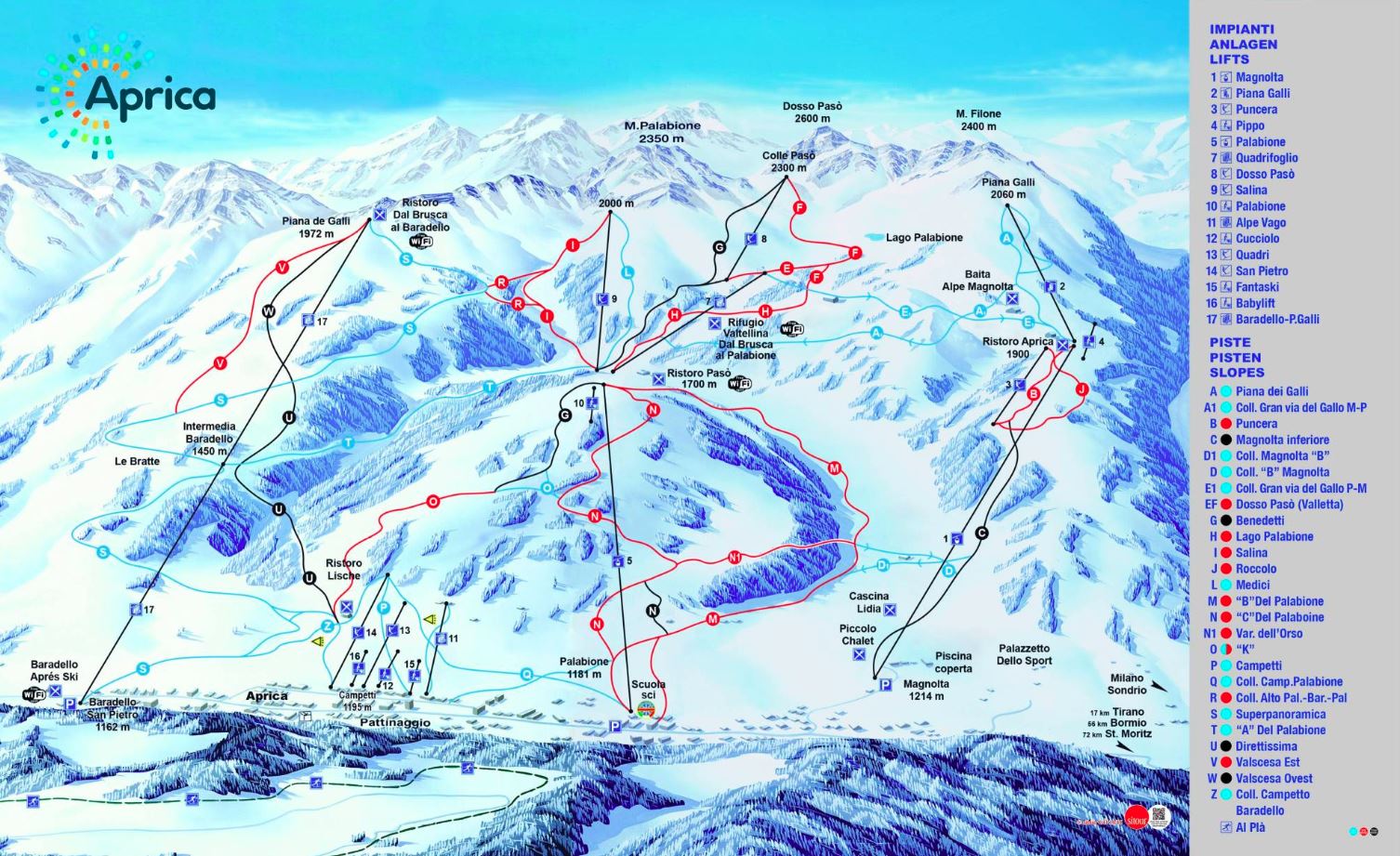 Aprica ski mapa